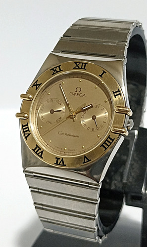 Reloj Auténtico Omega Constellation Manhattan Con Estuche Plateado Oro Dorado (Usado)