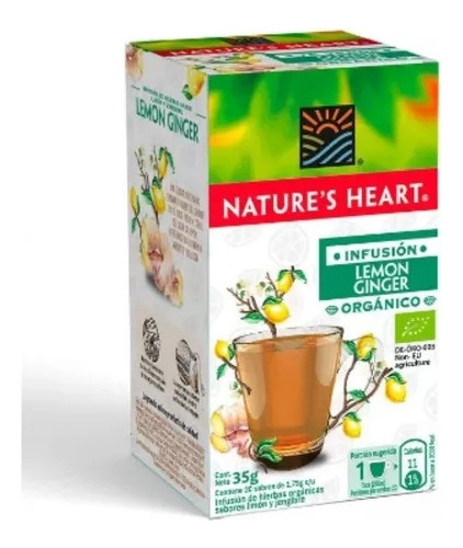 Té Infusion Jengibre Y Limón Premium Natures Heart Organico