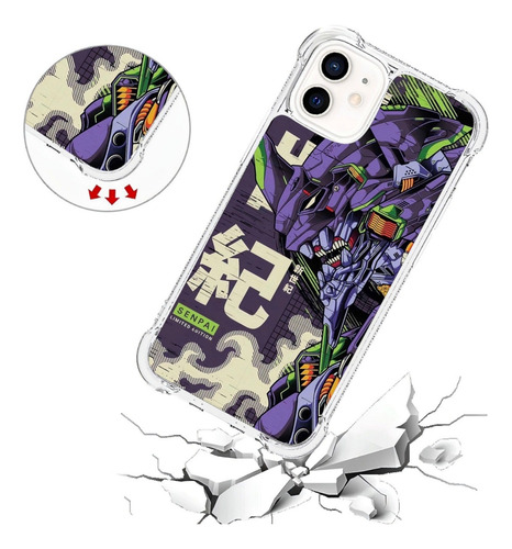 Funda Evangelion Neón Génesis Diseños Para iPhone Antigolpes