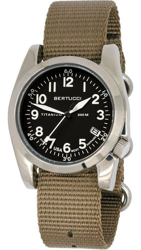 Reloj Hombre Bertucci 13339 Cuarzo 42mm Pulso Caqui En Nylon