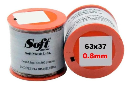 Imagem 1 de 3 de Solda Fio Estanho Com Fluxo Eletrônica 63x37 0,8mm Rolo 500g
