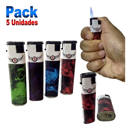 Pack De 5 Yesqueros Encendedores Fashions Recargable Turbo