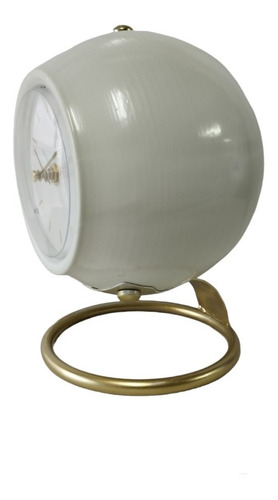 Imagen 4 de 4 de Reloj De Mesa Metalico Con Pie De Hierro Dorado Deco