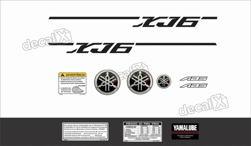 Kit Adesivo Compatível Emblema Xj6 2013 Branca F545