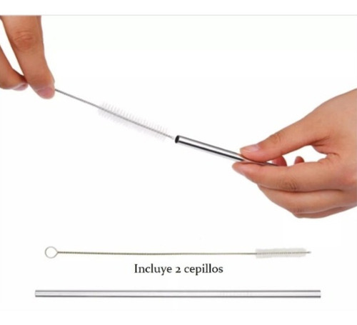Set 8 Popotes Pajilla Acero Inoxidable Reusable 2 Limpiadore