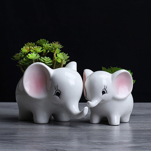 Maceta De Cerámica Con Forma De Elefante Colorido