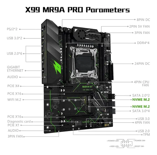 Kit Placa Mãe X99 + Xeon 2667 V4 + 32gb - Machinist Mr9a Pro