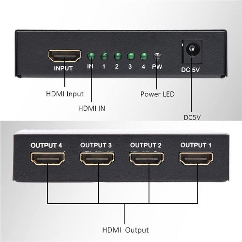 Amplificador Splitter Multiplicador X4 Hdmi 1080p Fullhd 3d