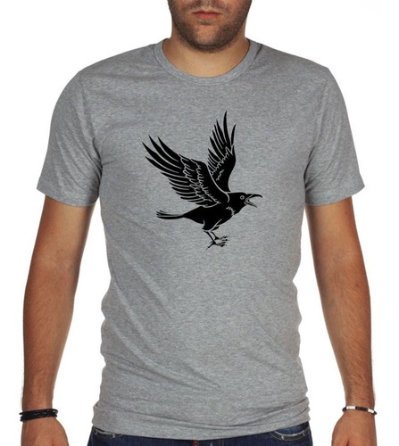 Remera De Hombre Cuervo Abriendo Las Alas Vector