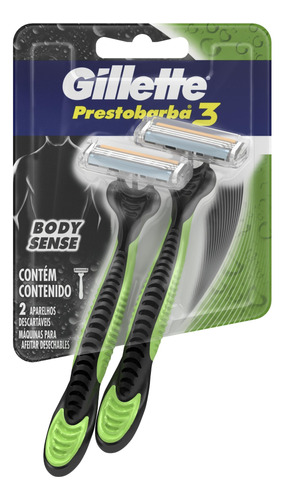 Barbeador Gillette Prestobarba3 Body Sense descartável 2 un