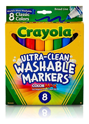Rotuladores Lavables Ultralimpios Crayola, Línea Ancha, 8 Un