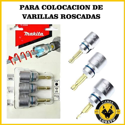 Imagen 2 de 10 de Juego Set Sujetador Varilla Roscada Makita B-42999 M6 M8 M10