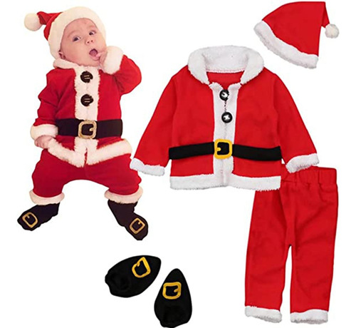 Set De 4 Disfraces De Papá Noel, Regalo De Navidad Para Niño