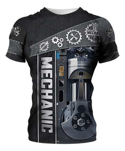 2024 Camiseta Estampada De Herramientas Mecánicas 3d