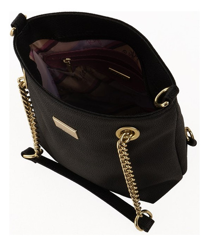 Bolsa Feminina Rafitthy Preta Alça Corrente Dourada Acambamento Dos Ferragens Ouro Correia De Ombro Dourado Desenho Do Tecido Polu00edmero