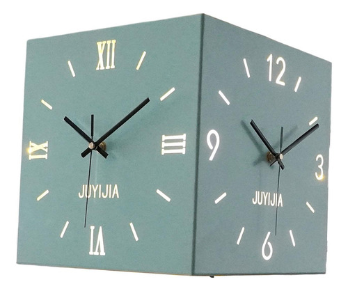Reloj De Pared De De Doble Cara Con Adorno Silencioso Azul