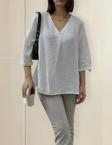 Blusa Seda Manga 3/4 Con Botón Alisa 25-37