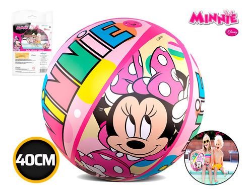 Bola Inflável Para Praia Piscina Infantil Minnie 40cm