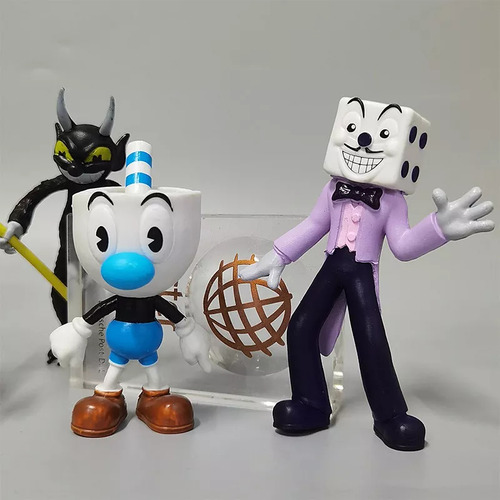 6 Bonecos Do Cuphead Cabeça De Copo 9 A 11cm Pronta Entrega