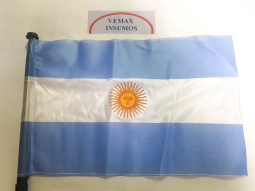 Imagen 2 de 2 de Bandera Argentina 60x90 Cm Oficial Con Tiras Y Sol De 16cm
