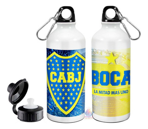 Botella Boca Juniors Mitad Mas Uno Deportiva Aluminio