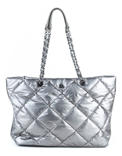Cartera Mujer Xl Extra Large Damaris Plateado