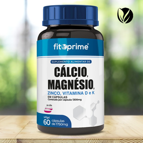 Imagem 3 de 4 de Cálcio Magnésio Zinco Vitaminas D3 K2 Com 60cps Fitoprime
