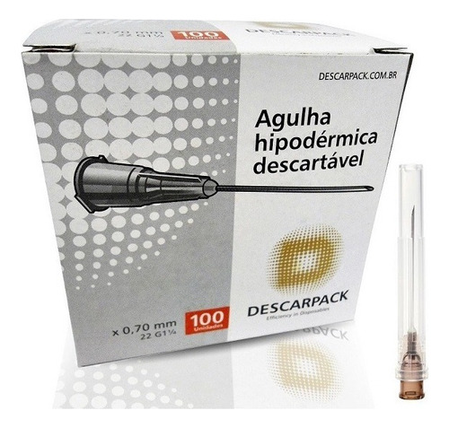 Agulha 25x0,70 22g Descartavel Esteril Hipodermica 100 Unids