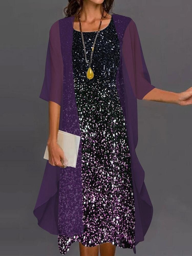 Imagen 3 de 4 de Vestido Evangelico Social Traje Suelto Estampado Dos Piezas