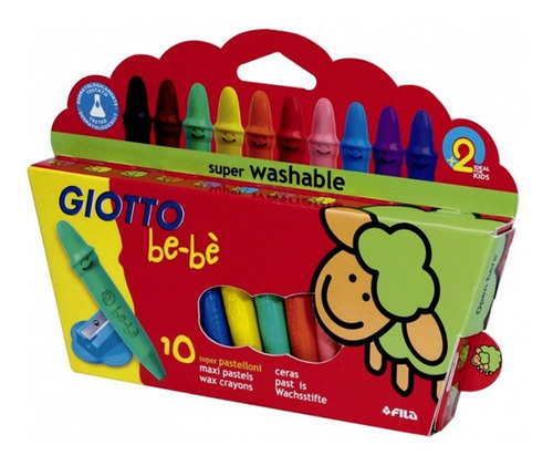 Crayones De Cera Giotto Bebé X 10 Colores C/ Sacapuntas