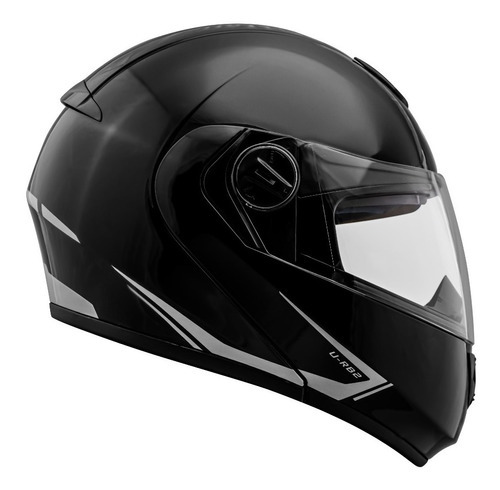 Capacete Articulável Peels U-rb2 Classic 6 Cores Cor Preto Brilho / Prata Tamanho do capacete 63/64 - XXL