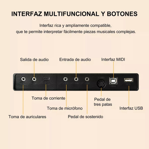 Besser Bluetooth Midi 88 Teclas Teclado Musical Piano Electrónico Negro