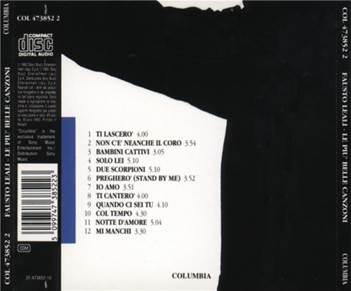 Cd Le Più Belle Canzoni Di Fausto Leali (fausto Leali) Estándar