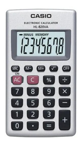 Calculadora De Bolso Casio Hl-820va Visor 8 Dígitos Cor Prata