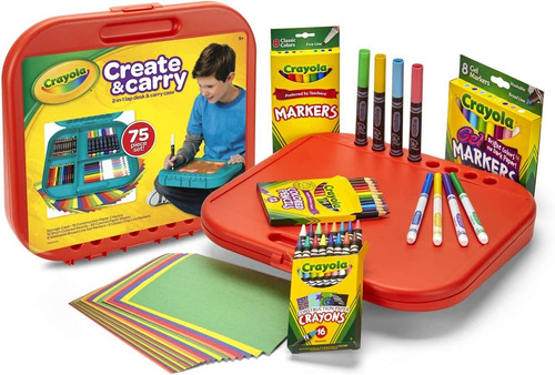 Juego De Arte Crayola Create N Carry, 75 Piezas De Arte, Reg