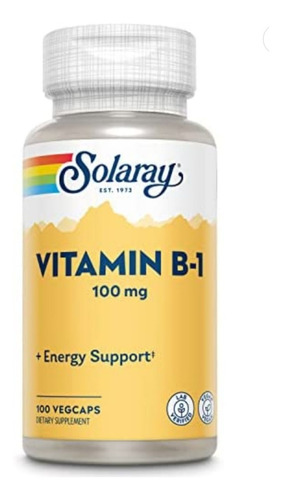 Vitamina B1 De 100mg Tiamina Solaray Importado De Usa