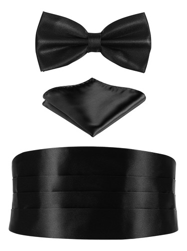 Conjunto De Accesorios De Traje Formal Negro Con Pajarita Y