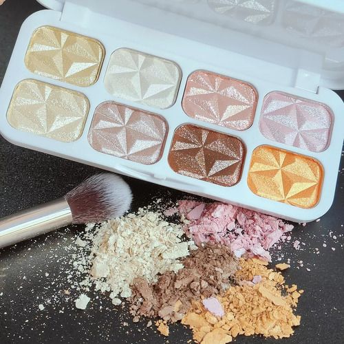 Kit De Maquillaje 8 En 1: Rubor E Iluminador