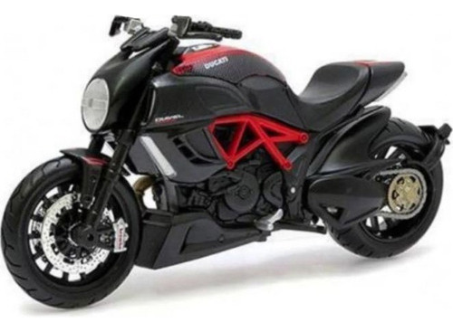 Miniatura Moto Ducati Diavel Carbon Coleção Maisto 1/18 Full Cor Preto Fosco E Vermelho