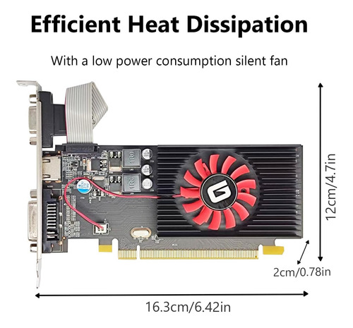 Tarjeta Gráfica De Bajo Perfil Radeon Hd 5450 1gb Ddr3, P...