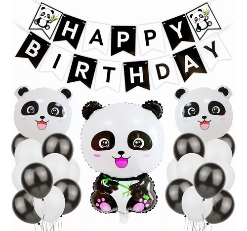 Conjunto Globos Decoración Fiesta Cumpleaños Con Tema Panda