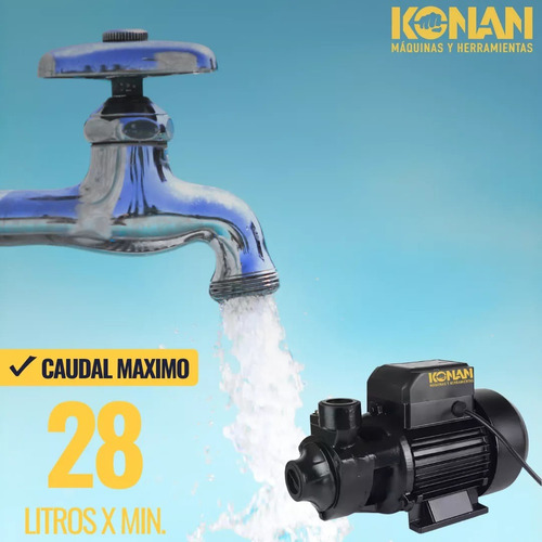 Bomba Periferica Konan 1/2hp Altura 28mts Caudal 28 L/min Negro 50hz Monofásica