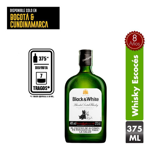 Whisky Black And White 8 Años 375 Ml Sol - mL a $74