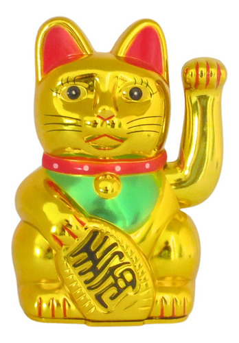 Gato Da Sorte Japonês Maneki Neko Dourado Decorativo Enfeite