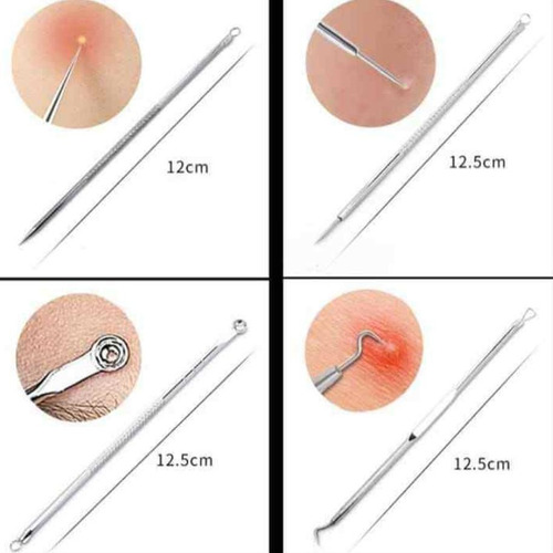 Imagen 2 de 6 de Kit 4 Pcs Herramienta Saca Comedon Espinilla Limpieza Facial