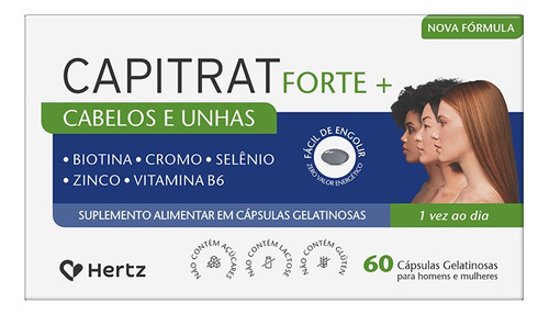 Kit 2 Suplemento Capitrat Forte+ Cabelos E Unhas 60 Cápsulas