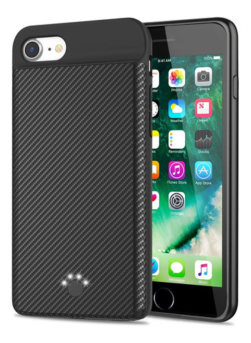 Sunwell Carcasa Cargador Portatil Para iPhone 7 Plus Negro N