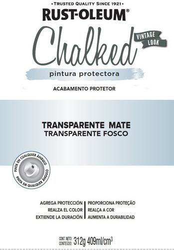 Imagen 2 de 3 de Chalked Pintura Tizada En Aerosol, Ultra Mate Color Pintura Protectora Transparente