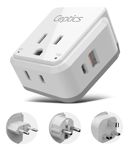 Juego De Adaptadores De Viaje Ceptics European Plug, 20 W Pd