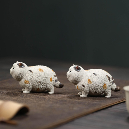 Mini Cerámica Arcilla De Arcilla De Gato Té Figura De